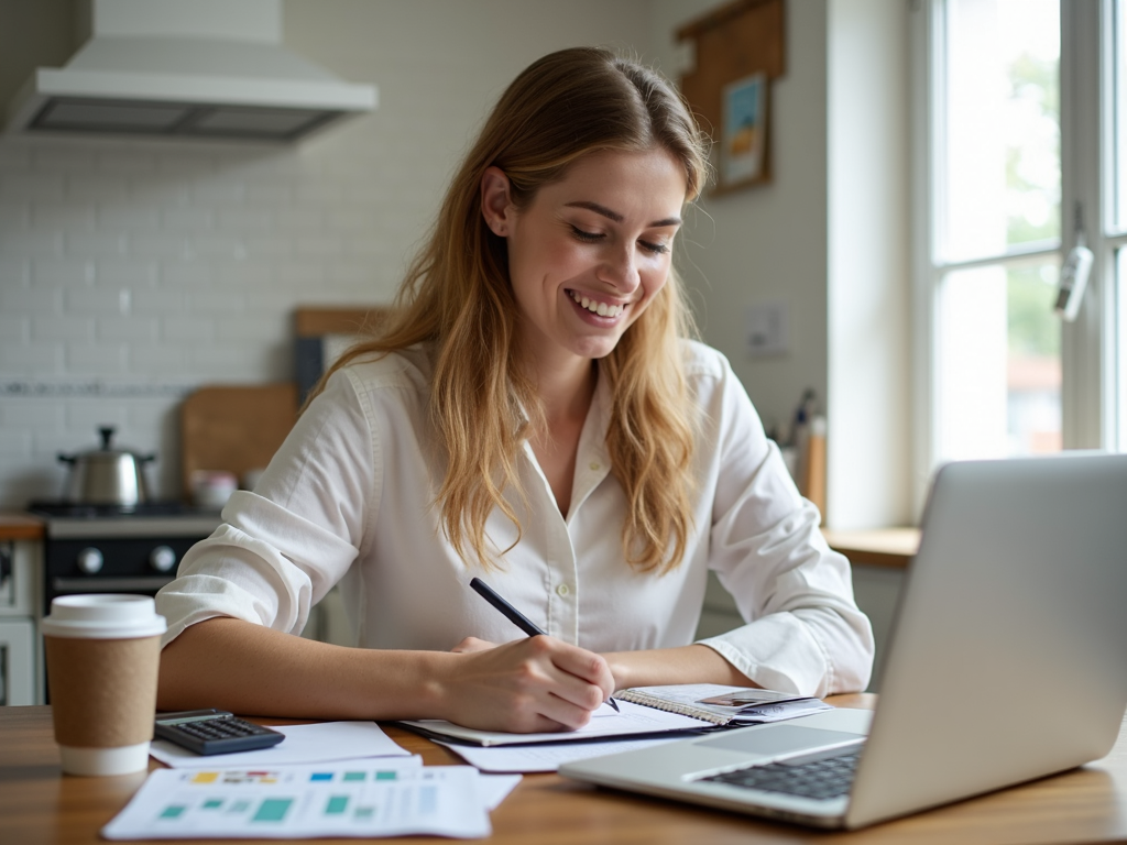 Woman budgeting for mortgage fees