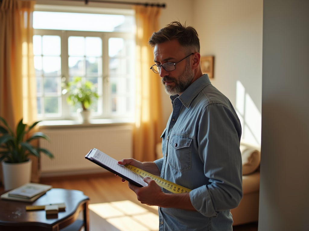 Appraiser evaluating home for mortgage