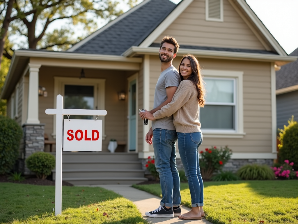Couple celebrating their first home with an FHA loan