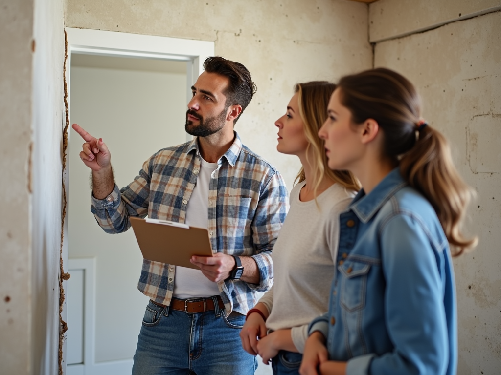 Home inspector checking property condition