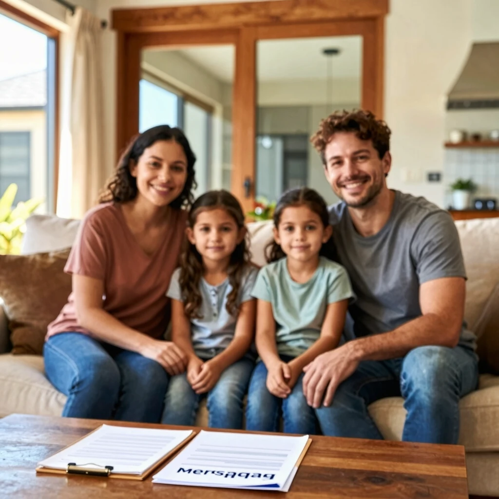 Family enjoying secure home life with mortgage protection