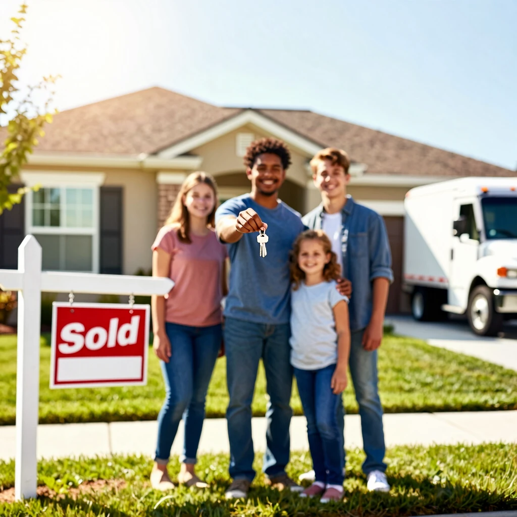 Happy family celebrating new home purchase with FHA loan