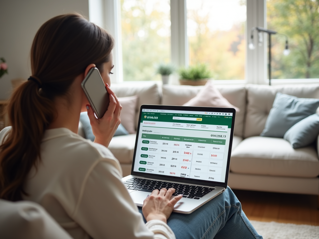 Woman comparing mortgage rates online