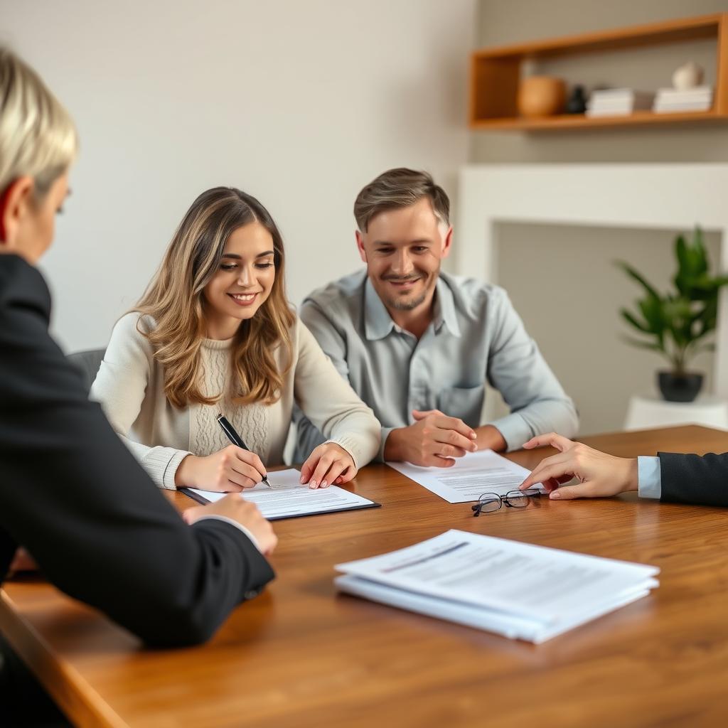 A couple applying for an FHA loan with a lender.