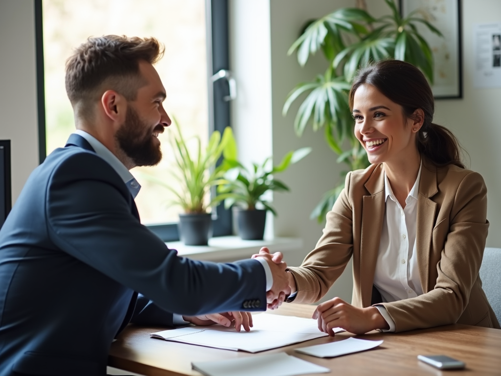 Couple receiving FHA loan pre-approval from mortgage lender