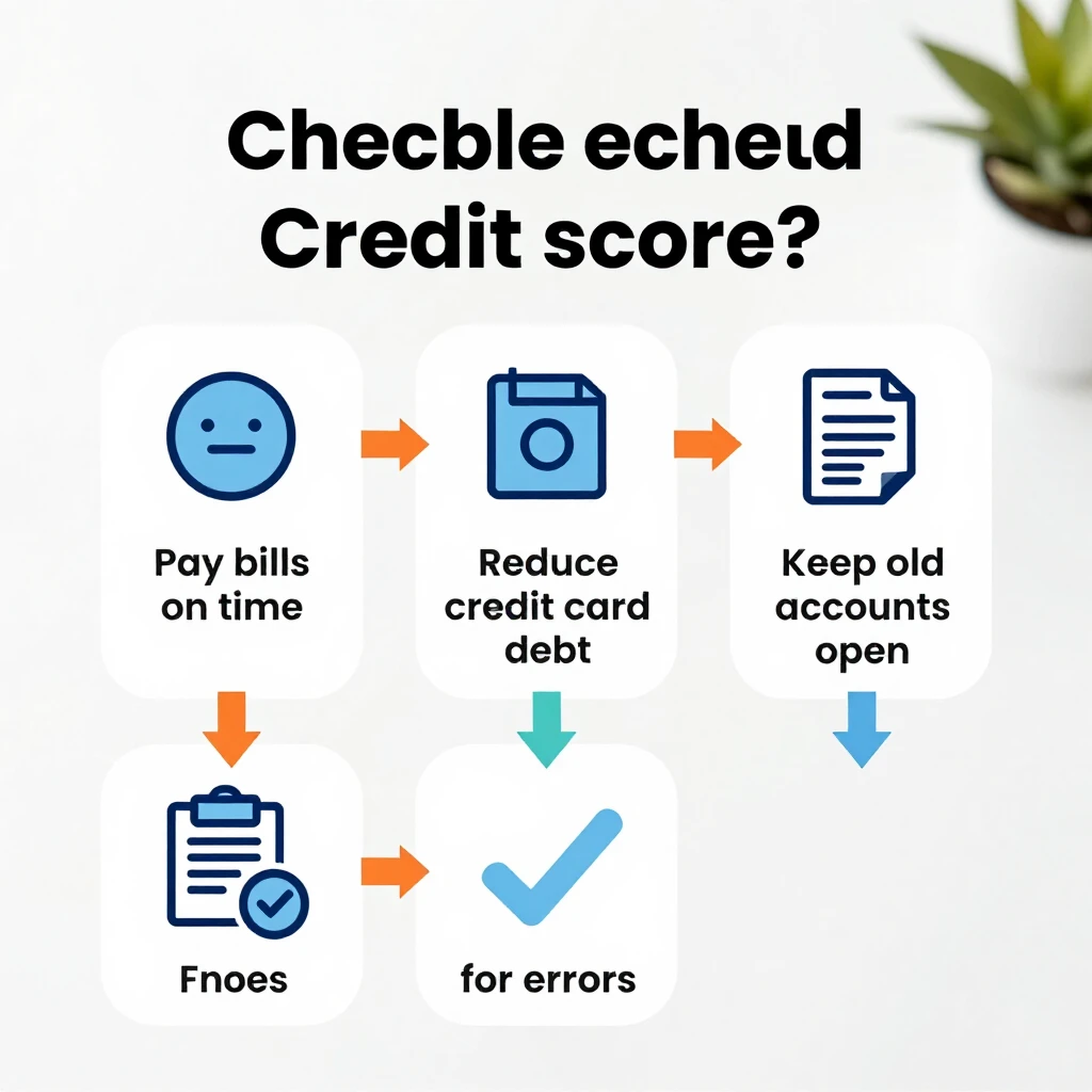 Infographic illustrating steps to improve credit score