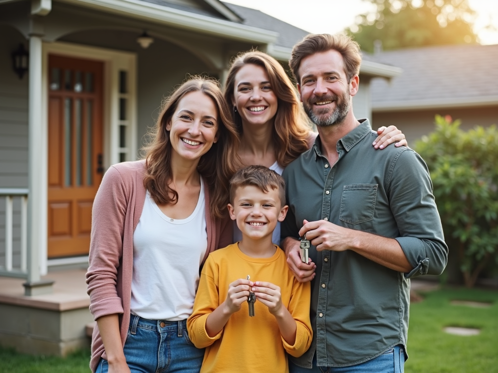 Family moving into their new home with an FHA loan