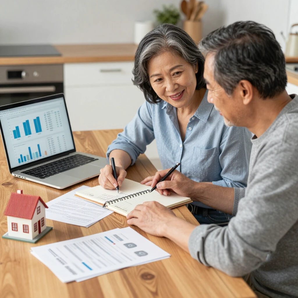 Couple calculating home equity for loan decisions