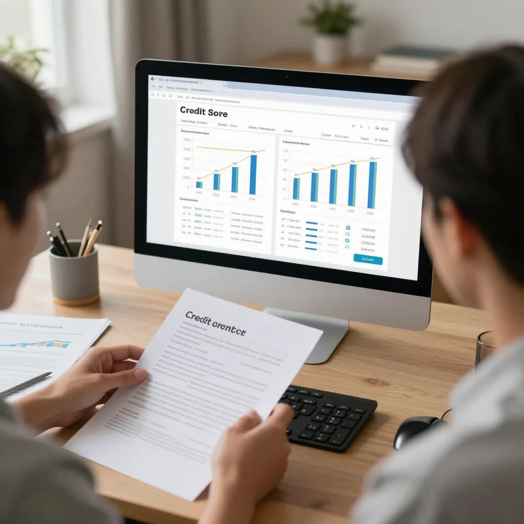 Person checking credit report on computer
