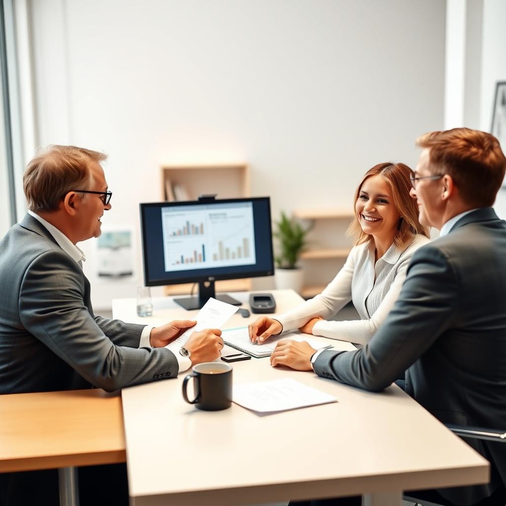 Mortgage advisor explaining refinance options to a couple