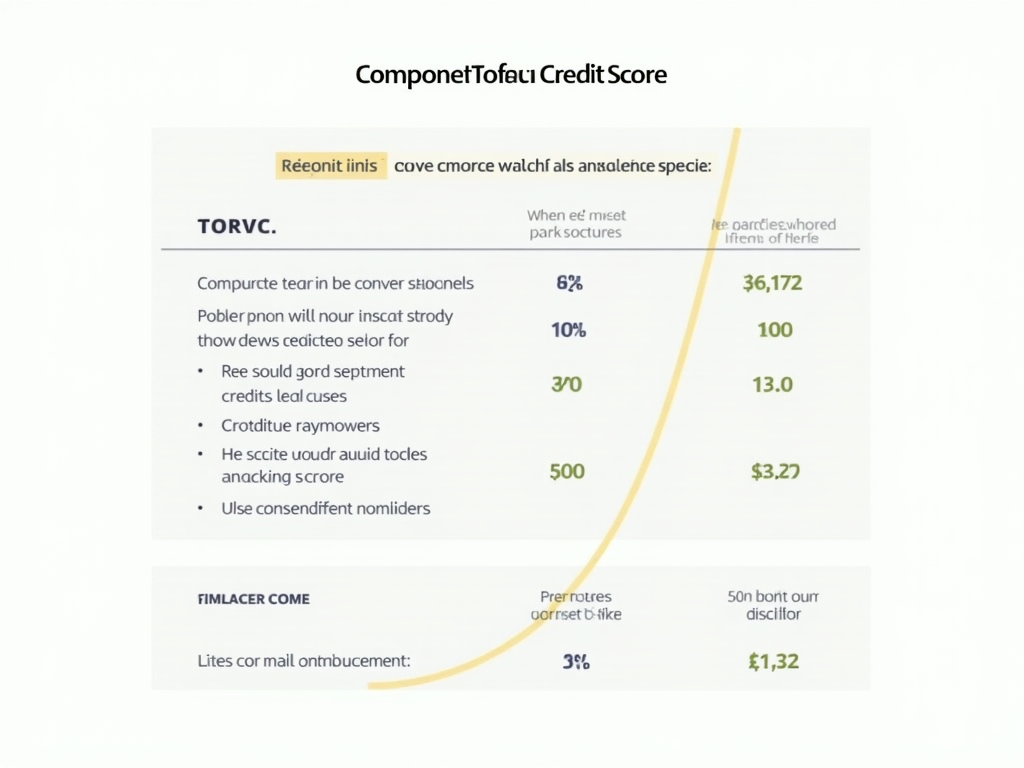 Chart showing factors contributing to credit score calculations, with percentage breakdowns for each component.