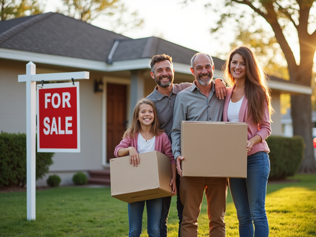 Family celebrating their new home purchase