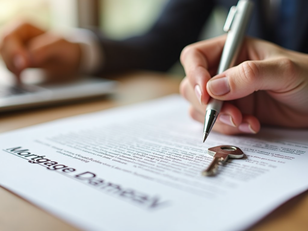 Homeowner signing mortgage paperwork.