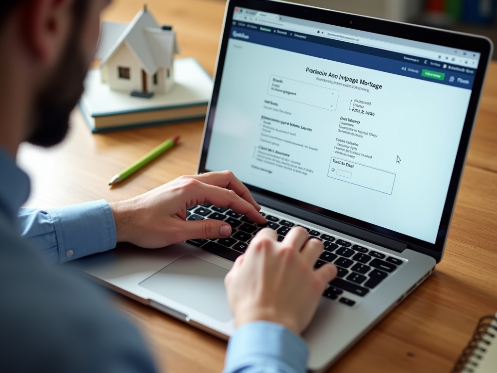 Filling out a mortgage application online.