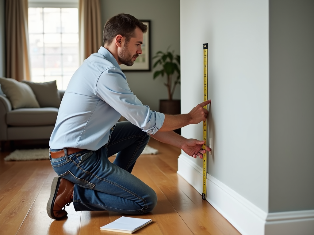 Appraiser measuring a room for FHA valuation