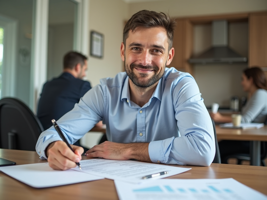 Homebuyer signing conventional loan documents