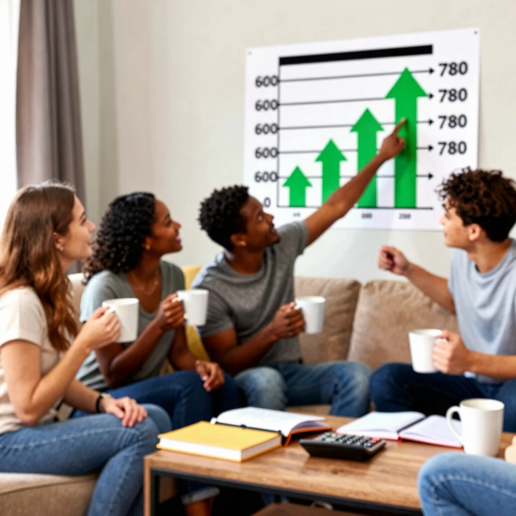 Friends celebrating credit score improvement