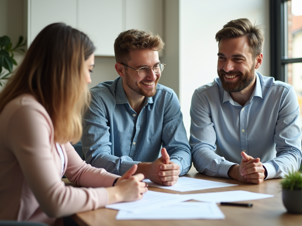 Couple meeting with mortgage advisor.