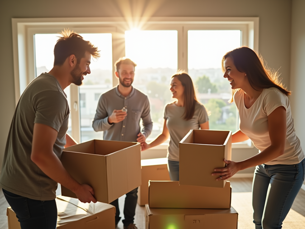 Family moving into their new home