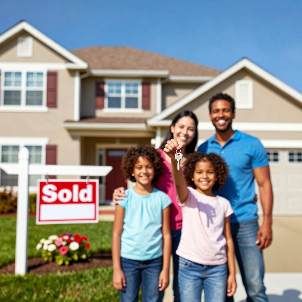 Family celebrating successful home purchase after mortgage approval