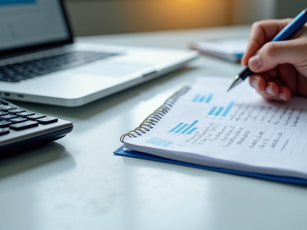 A mortgage broker's workspace with tools of the trade.