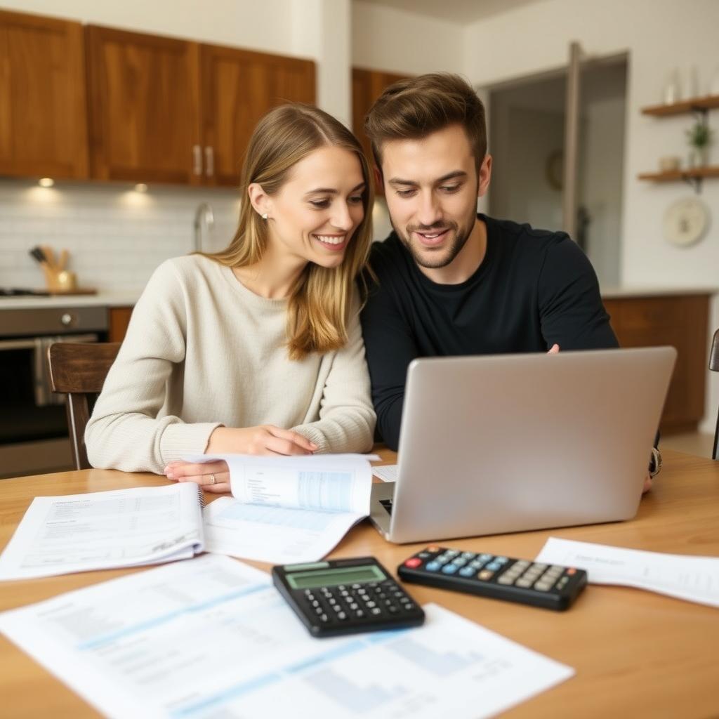 Couple researching mortgage options