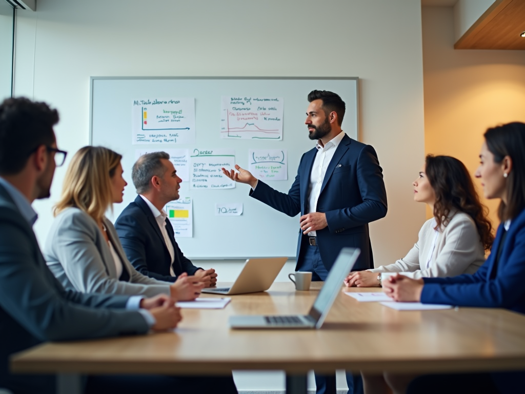 Mortgage brokers in a team meeting