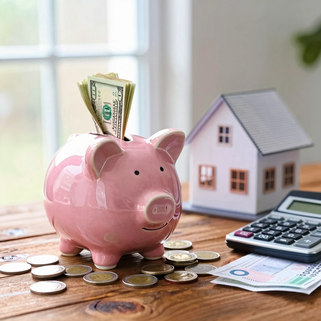 Piggy bank saving coins for FHA loan down payment