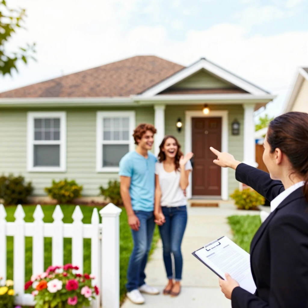 Young couple excited about their potential first home