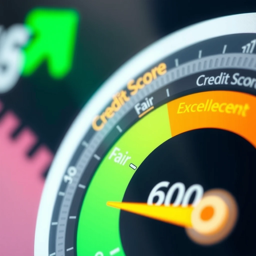 Credit score gauge showing improvement from fair to excellent