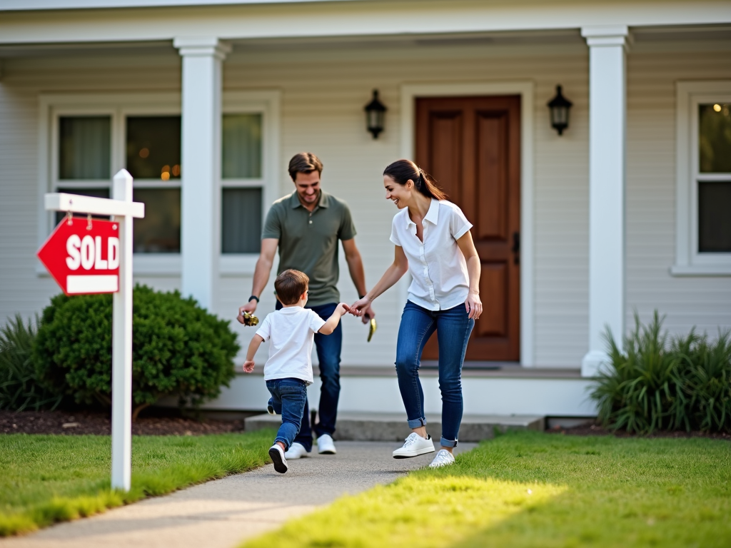 Family with keys to new home