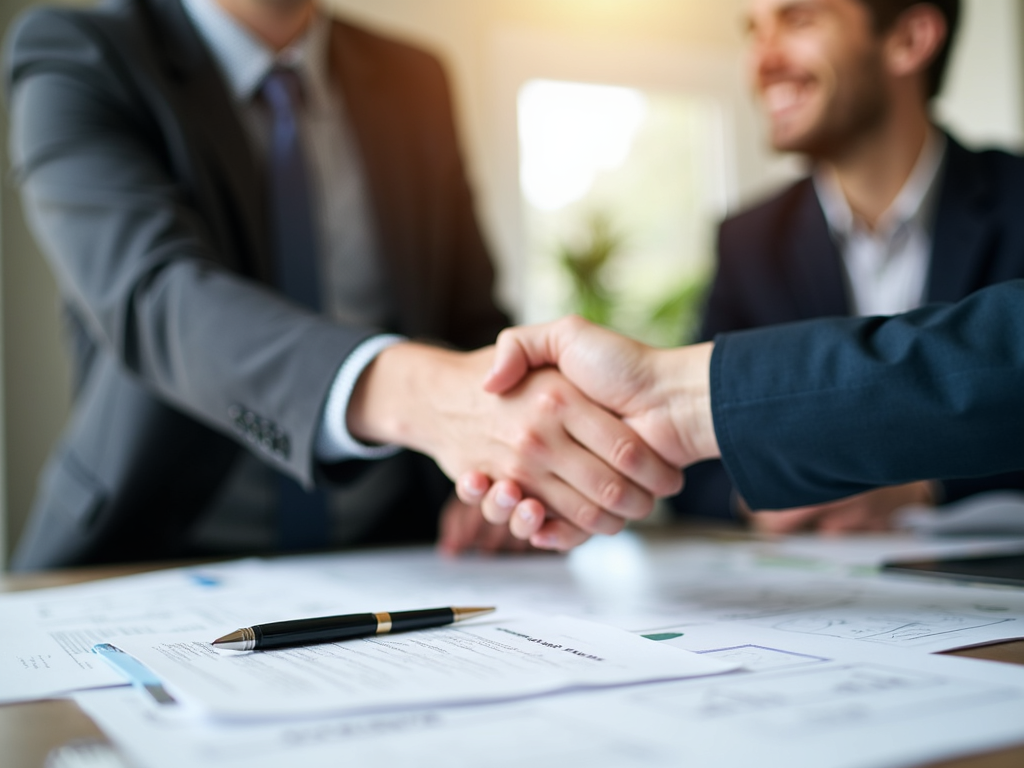 Lender and homeowner shaking hands to finalize an FHA streamline refinance.