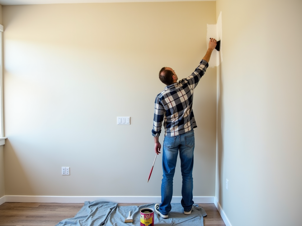 Homeowner painting a wall to prepare for FHA appraisal