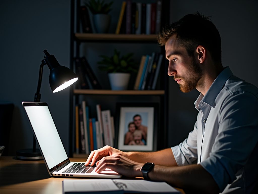 Mortgage broker working late with client photo