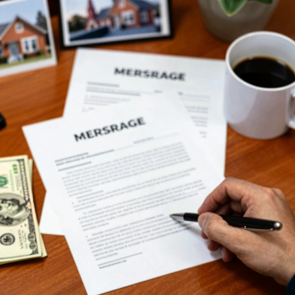 Signing mortgage documents with closing cost papers