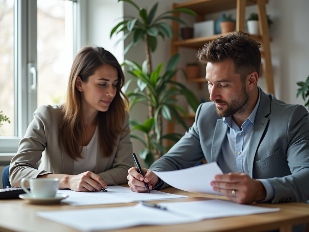 A couple meeting with a mortgage lender