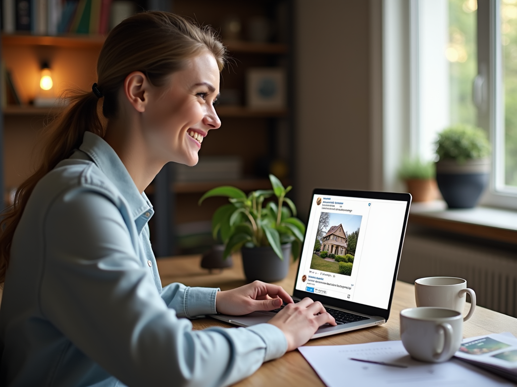 Real estate agent posting property updates on social media.