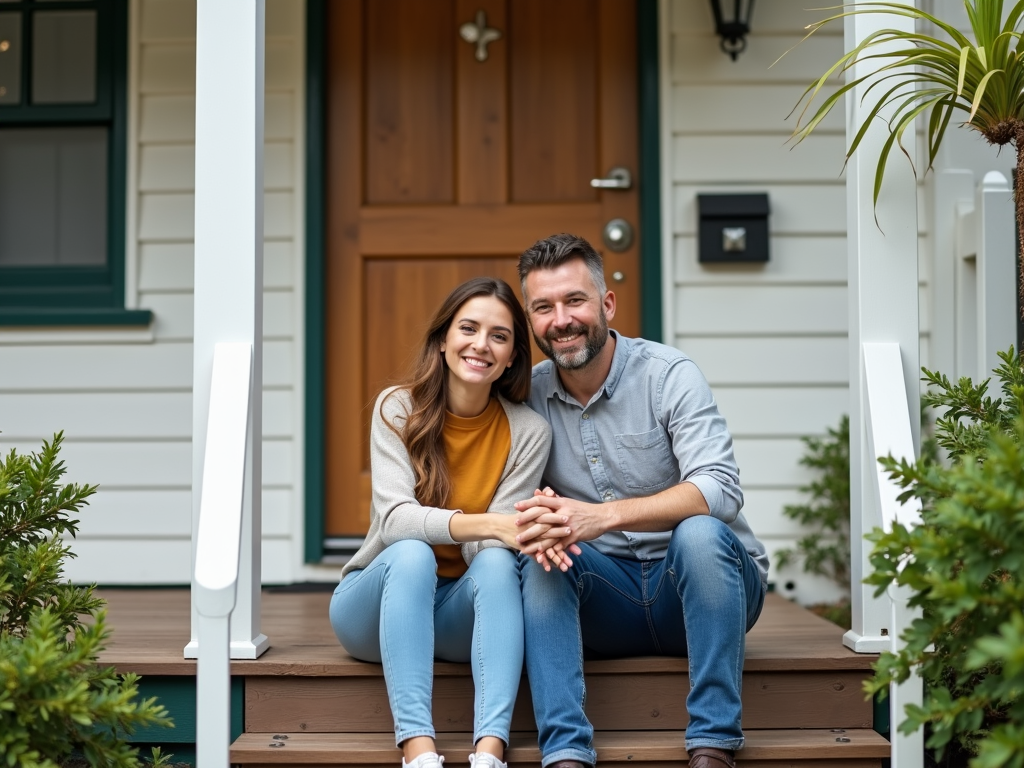 Couple enjoying their new home financed with a conventional mortgage