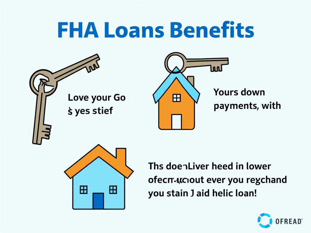 Image representing FHA loan benefits, showcasing lower down payments and flexible credit options.