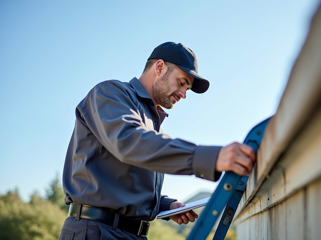 Home inspector checking roof