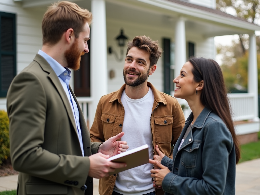 First-time homebuyers with a real estate agent