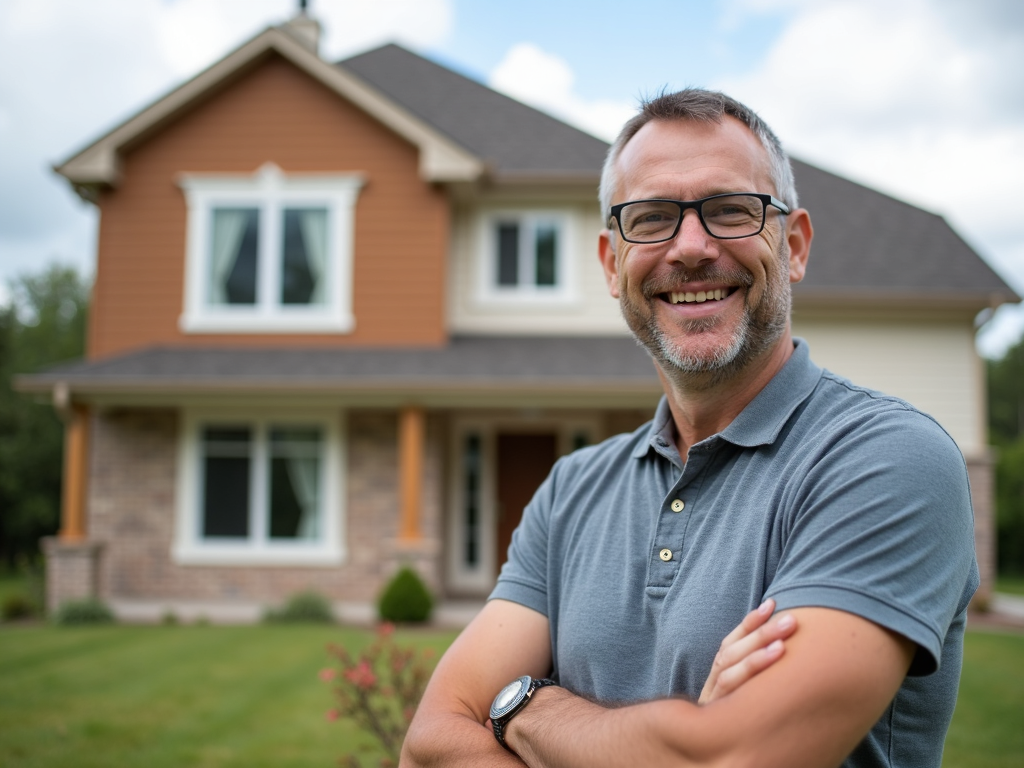 Happy homeowner with keys to their new house