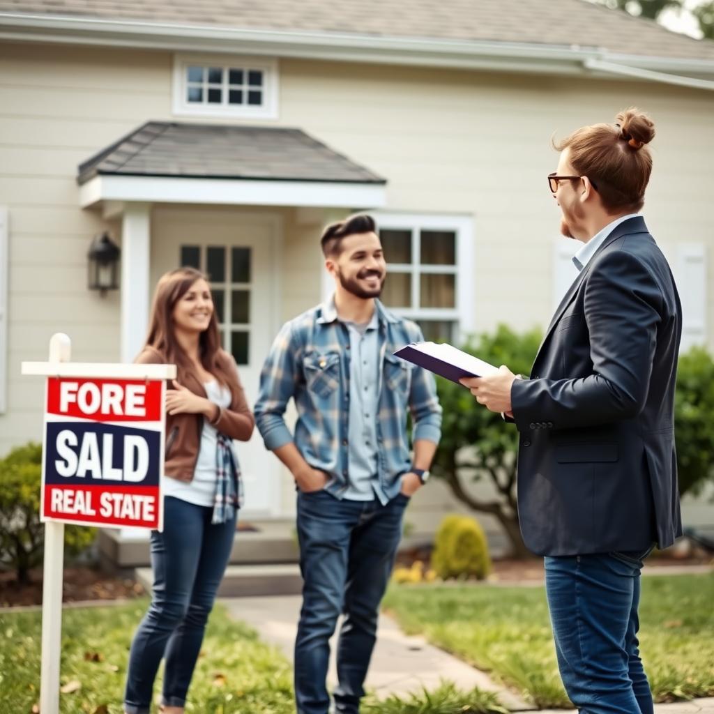 Couple touring a home with a real estate agent