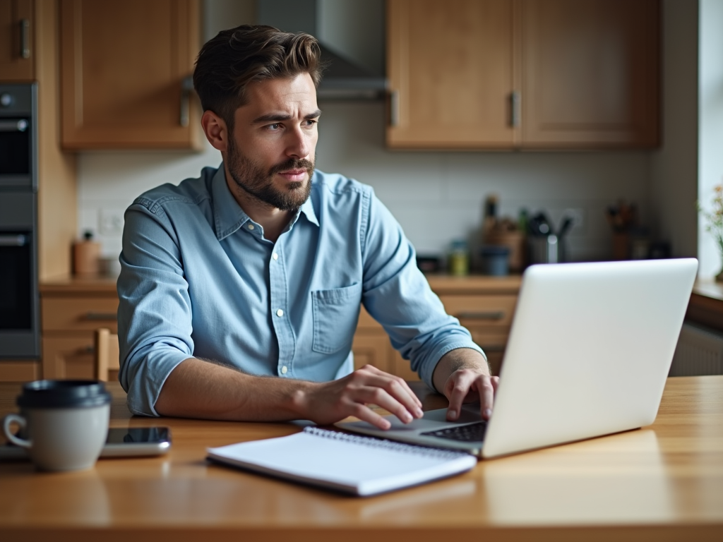 Person checking credit report at home