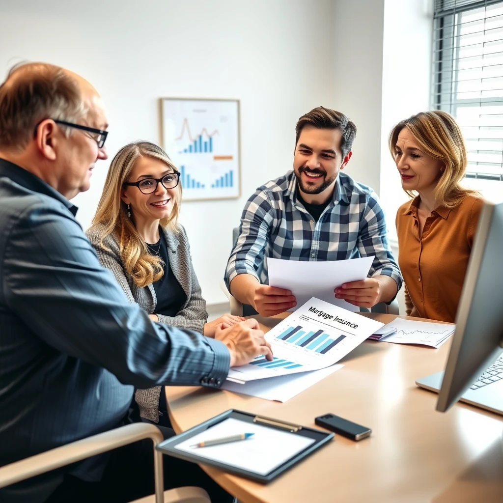 Couple discussing mortgage protection with advisor