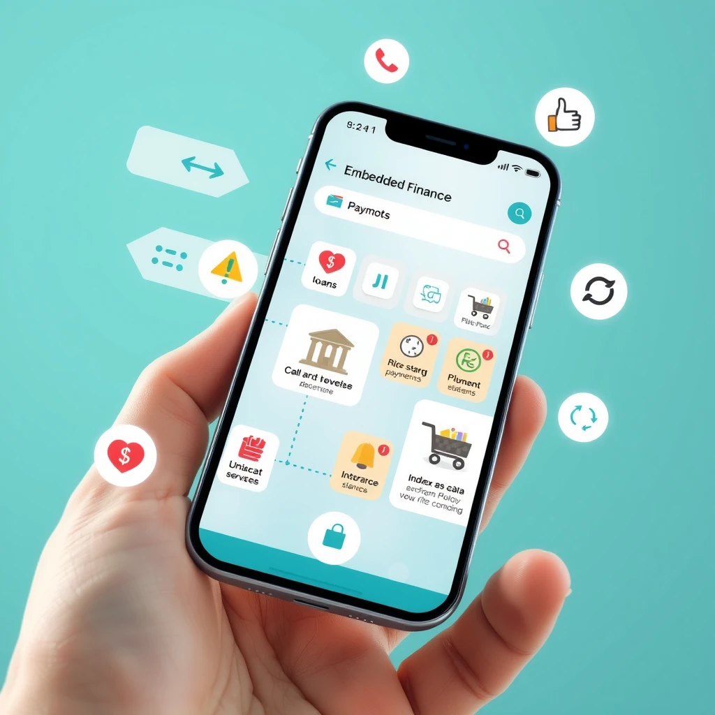 Smartphone displaying embedded finance features in everyday apps