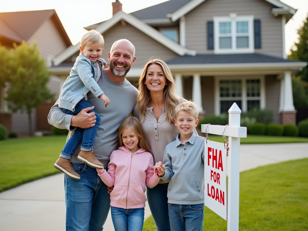 Family celebrating their new home purchase with an FHA Loan