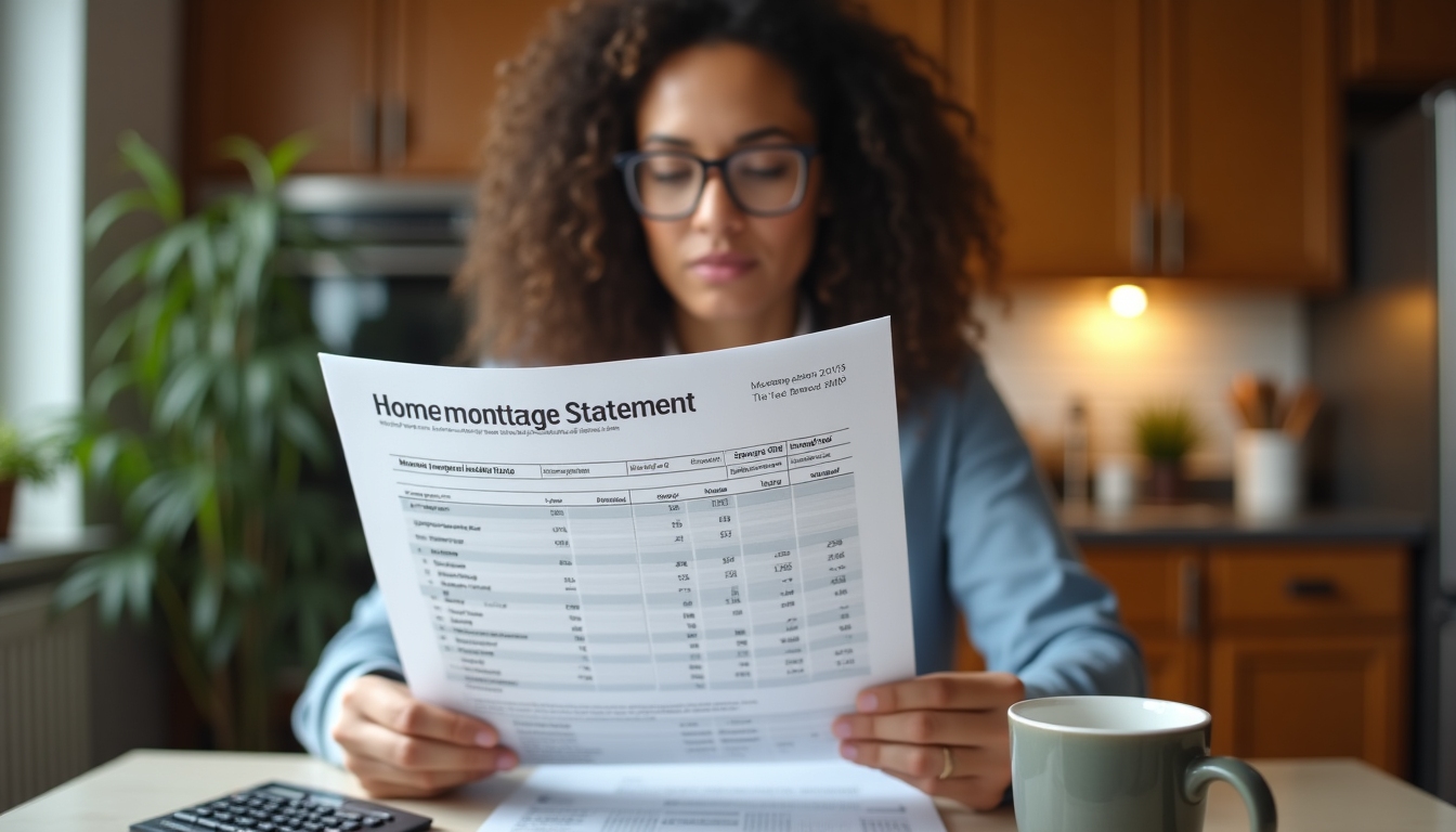 Homeowner examining mortgage statement with MIP details