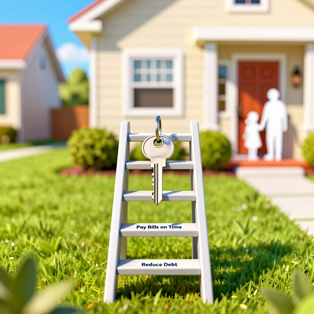Step-by-step guide visualized as a ladder to FHA loan approval