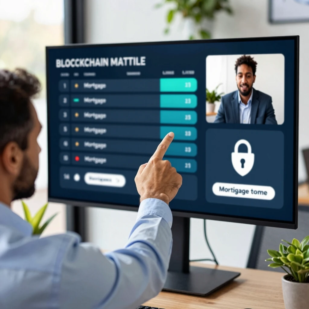Mortgage broker explaining blockchain security to client